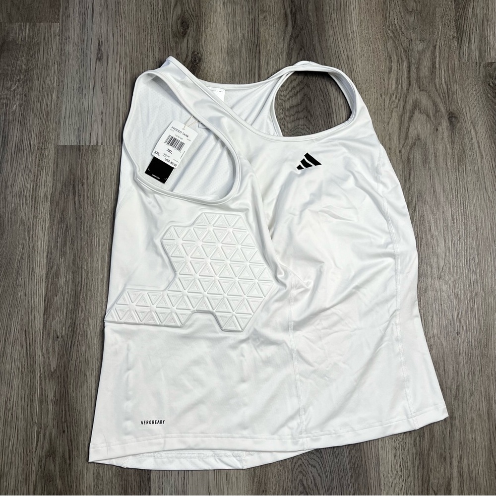 New Adidas Padded Tank Top Men’s Size 3XL White Compression $80‎ Basketball